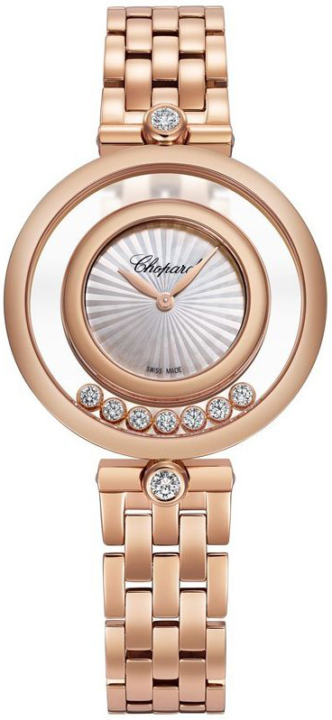 Chopard Naisten kello 209426-5002 Happy Diamonds Hopea/18K punakultaa