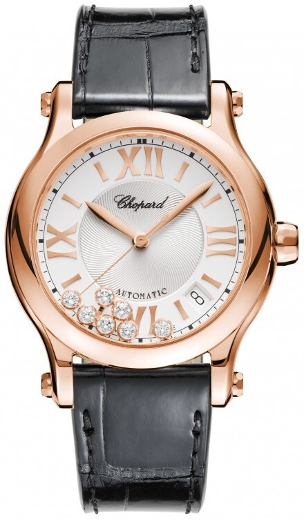 Chopard Naisten kello 274808-5001 Happy Sport Hopea/Nahka Ø36 mm