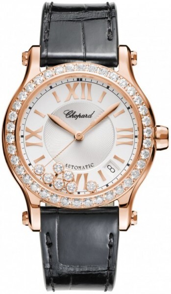 Chopard Naisten kello 274808-5003 Happy Sport Valkoinen/Nahka Ø36 mm