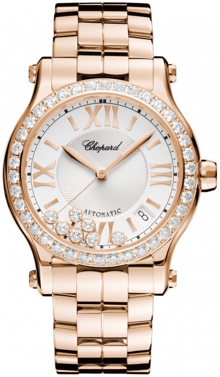 Chopard Naisten kello 274808-5004 Happy Sport Hopea/18K punakultaa