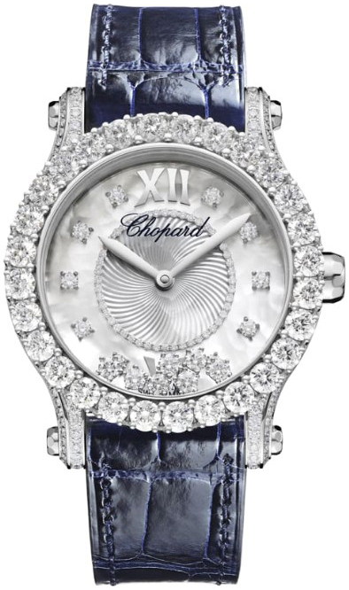 Chopard Naisten kello 274809-1001 Happy Sport Valkoinen/Nahka Ø36 mm