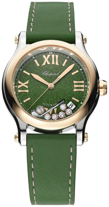 Chopard Naisten kello 278559-6022 Happy Sport Vihreä/Nahka Ø36 mm