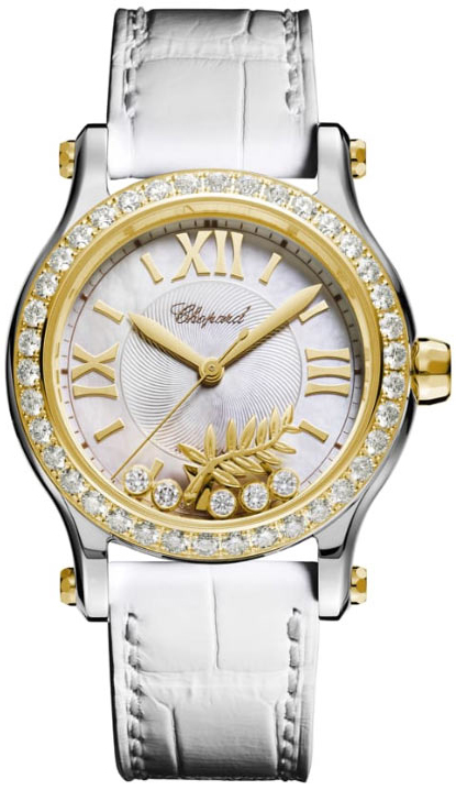 Chopard Naisten kello 278578-4001 Happy Palm Valkoinen/Nahka Ø36 mm