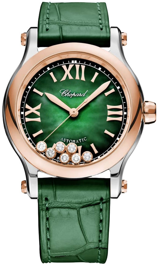 Chopard Naisten kello 278578-6002 Happy Sport Vihreä/Nahka Ø36 mm