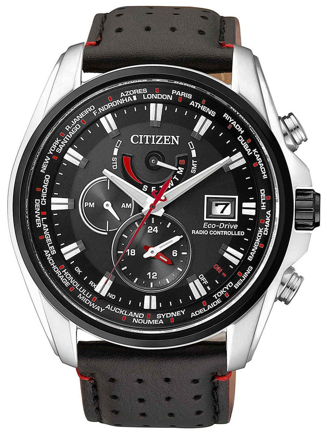 Citizen Miesten kello AT9036-08E Radio Controlled Musta/Nahka Ø44 mm