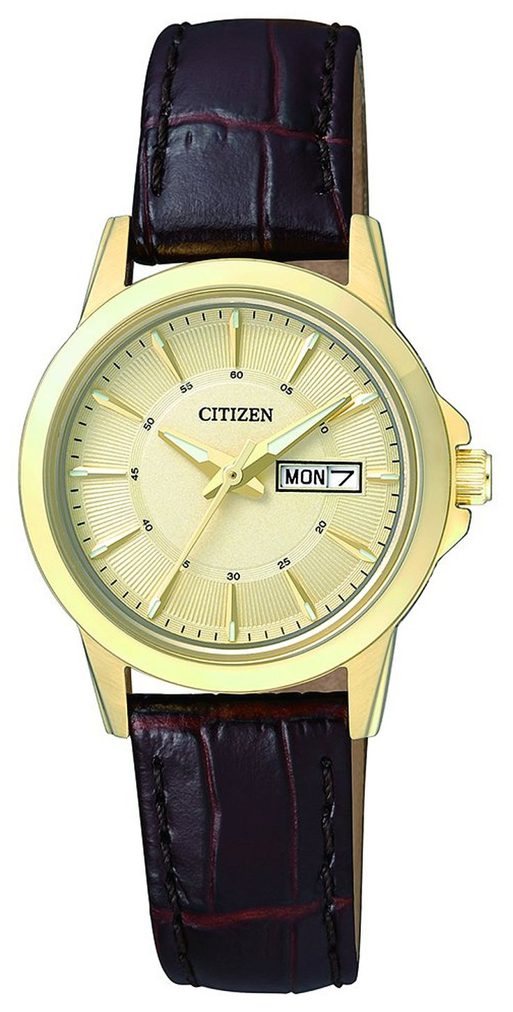 Citizen Naisten kello EQ0603-08P Dress Kullattu/Nahka Ø28 mm