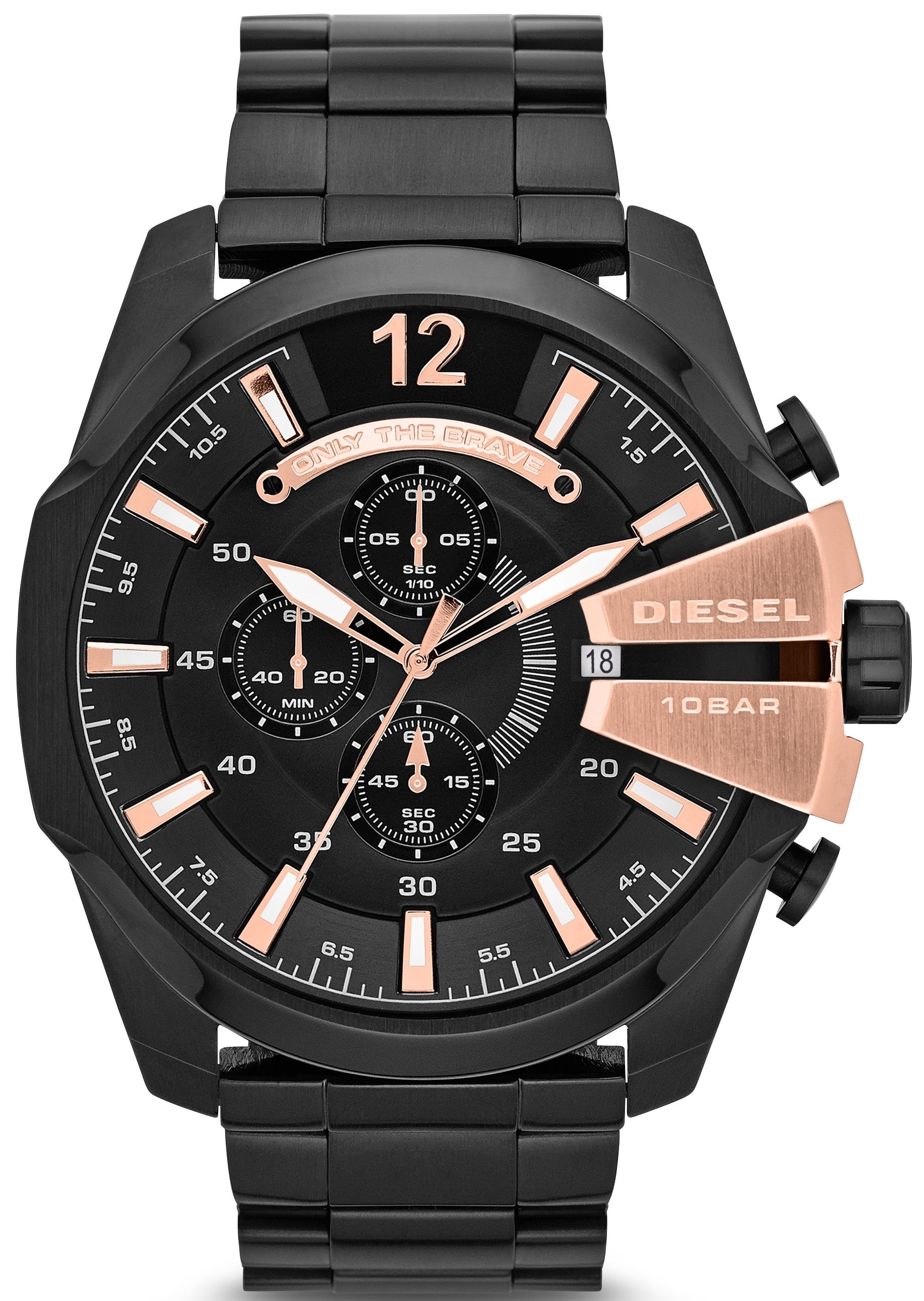 Diesel Miesten kello DZ4309 Mega Chief Musta/Teräs Ø51 mm