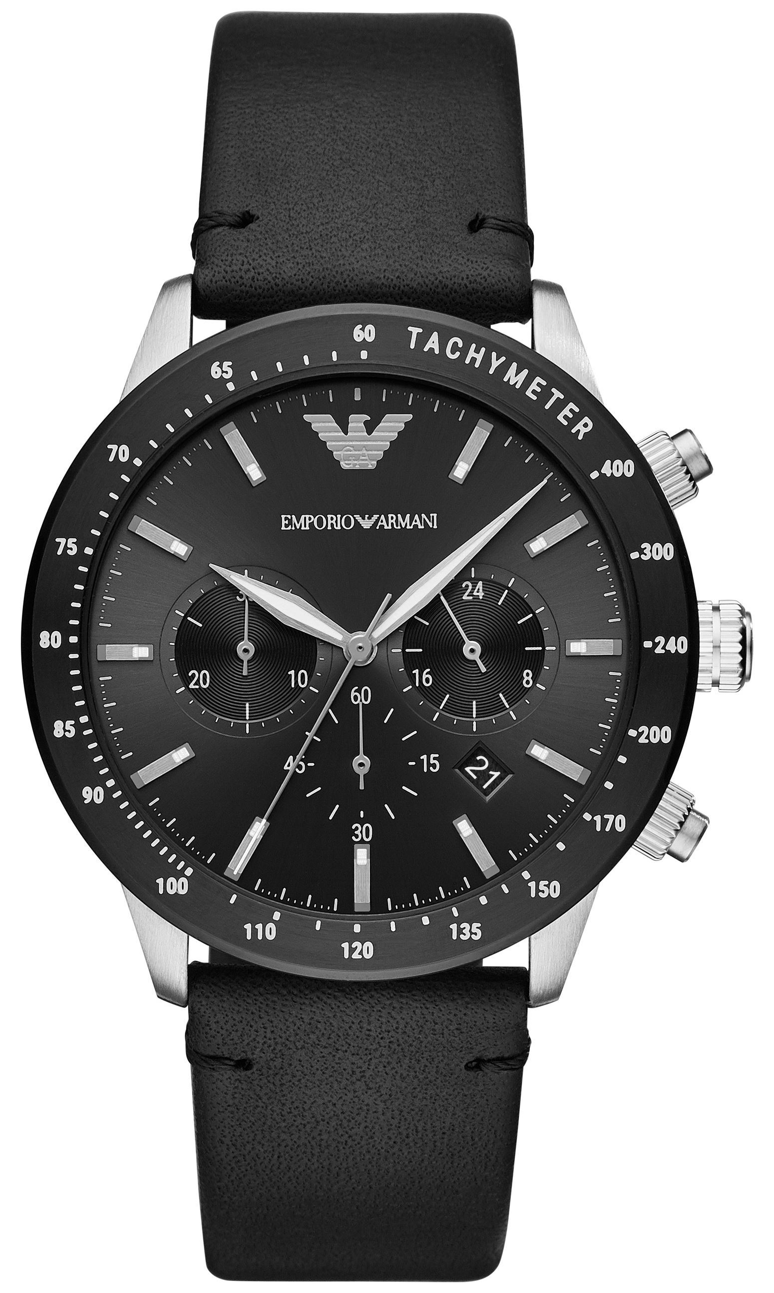 Emporio Armani Miesten kello AR11243 Mario Musta/Nahka Ø43 mm