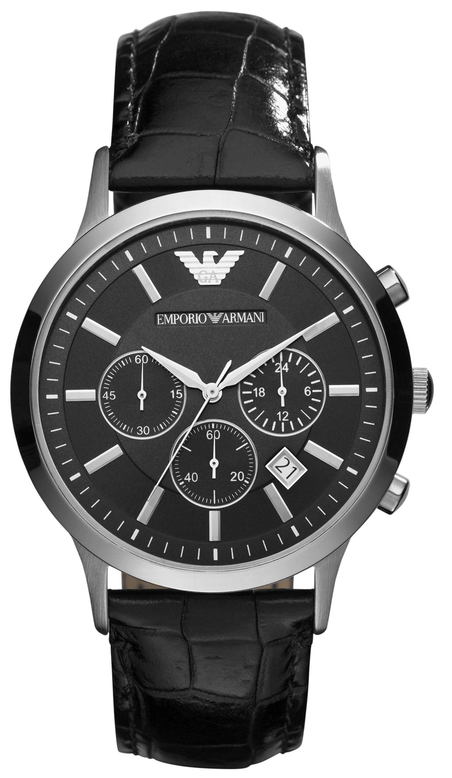 Emporio Armani Miesten kello AR2447 Renato Musta/Nahka Ø43 mm