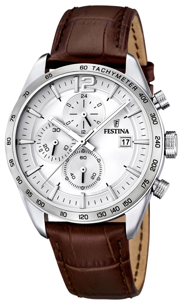 Festina Miesten kello F16760-1 Sport Hopea/Nahka Ø44 mm