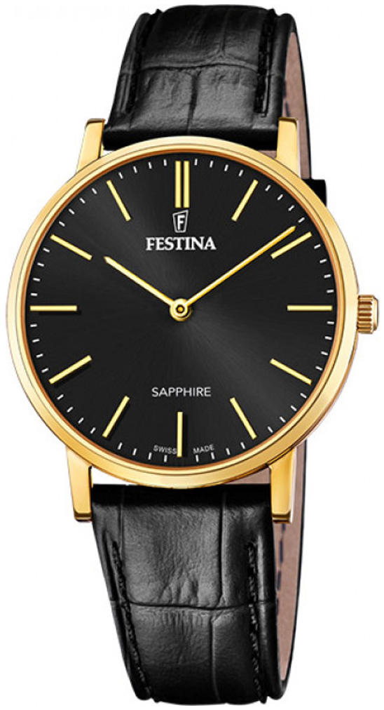 Festina Miesten kello F20016-3 Swiss Made Musta/Nahka Ø40 mm