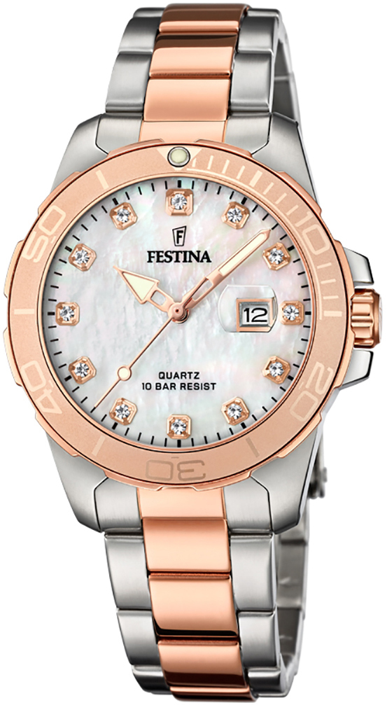 Festina Naisten kello F20505-1 Boyfriend Valkoinen/Punakultasävyinen