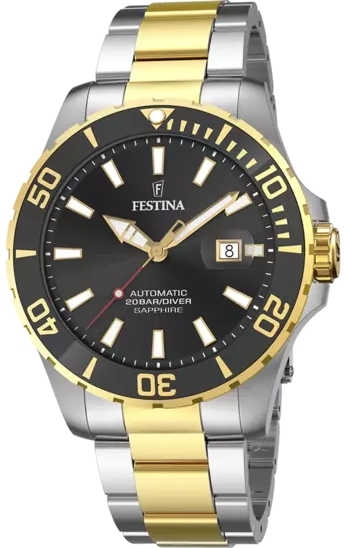 Festina Miesten kello F20532-2 Diver Musta/Kullanvärinen teräs Ø44