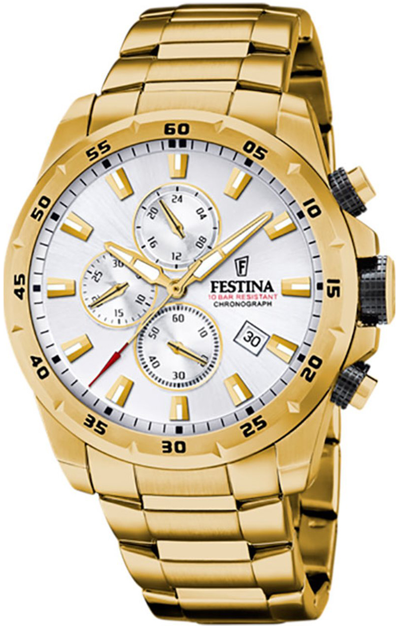 Festina Miesten kello F20541-1 Chrono Bike Hopea/Kullansävytetty