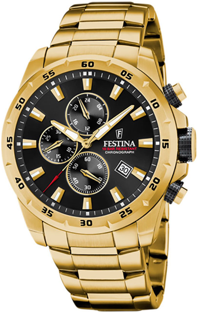 Festina Miesten kello F20541-4 Chrono Bike Musta/Kullansävytetty