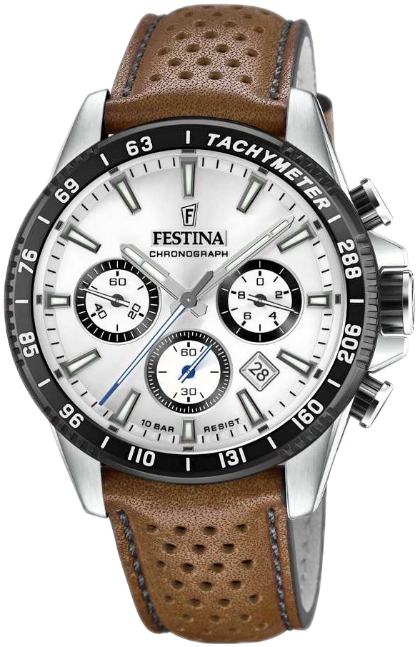 Festina Miesten kello F20561-1 Timeless Hopea/Nahka Ø45 mm