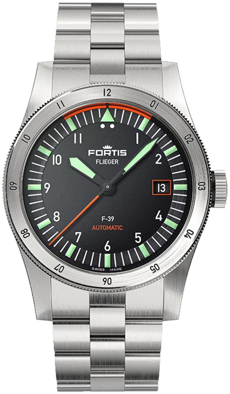 Fortis Miesten kello F4220005 Flieger Musta/Teräs Ø39 mm