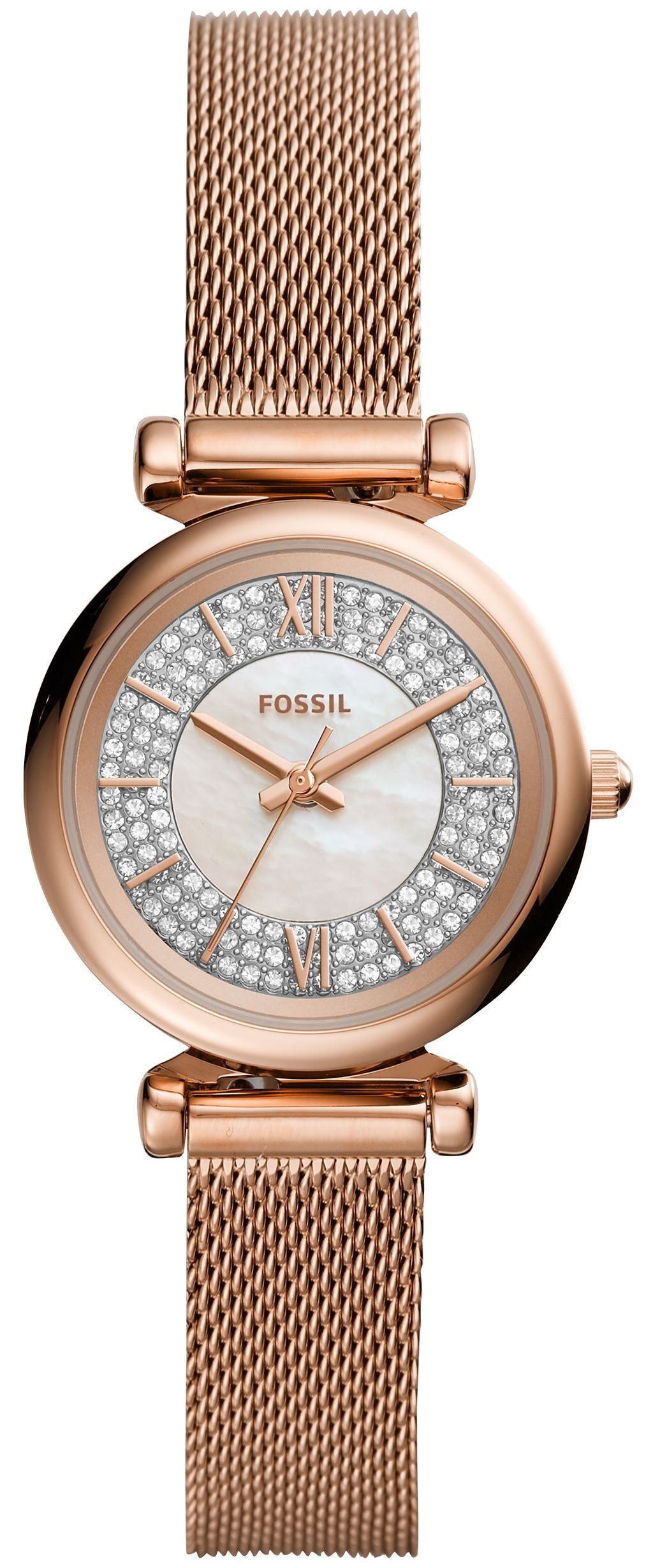 Fossil Carlie Mini Naisten kello ES4836 Valkoinen/Punakultasävyinen