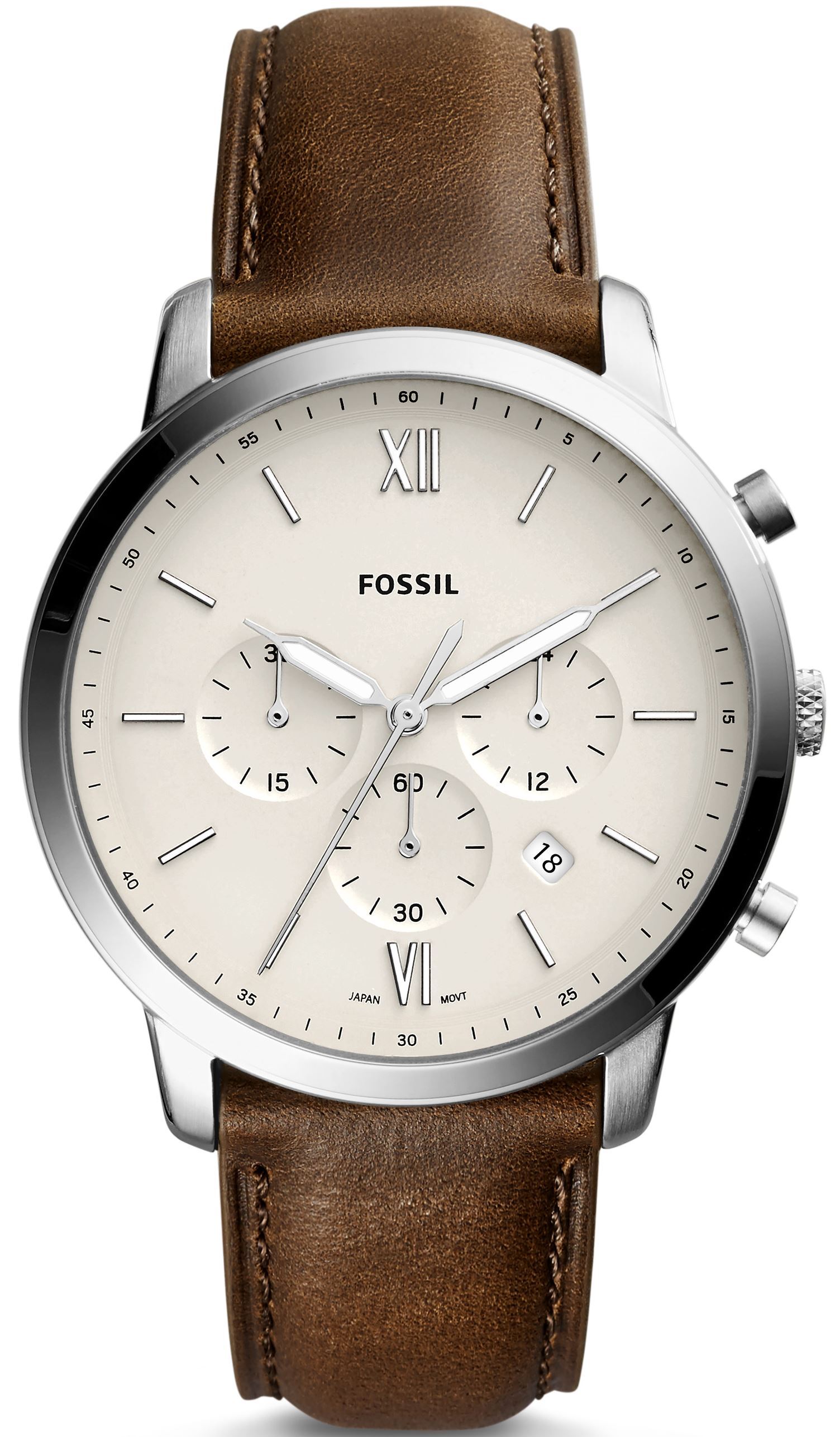 Fossil Miesten kello FS5380 Neutra Chrono Kerma/Nahka Ø44 mm