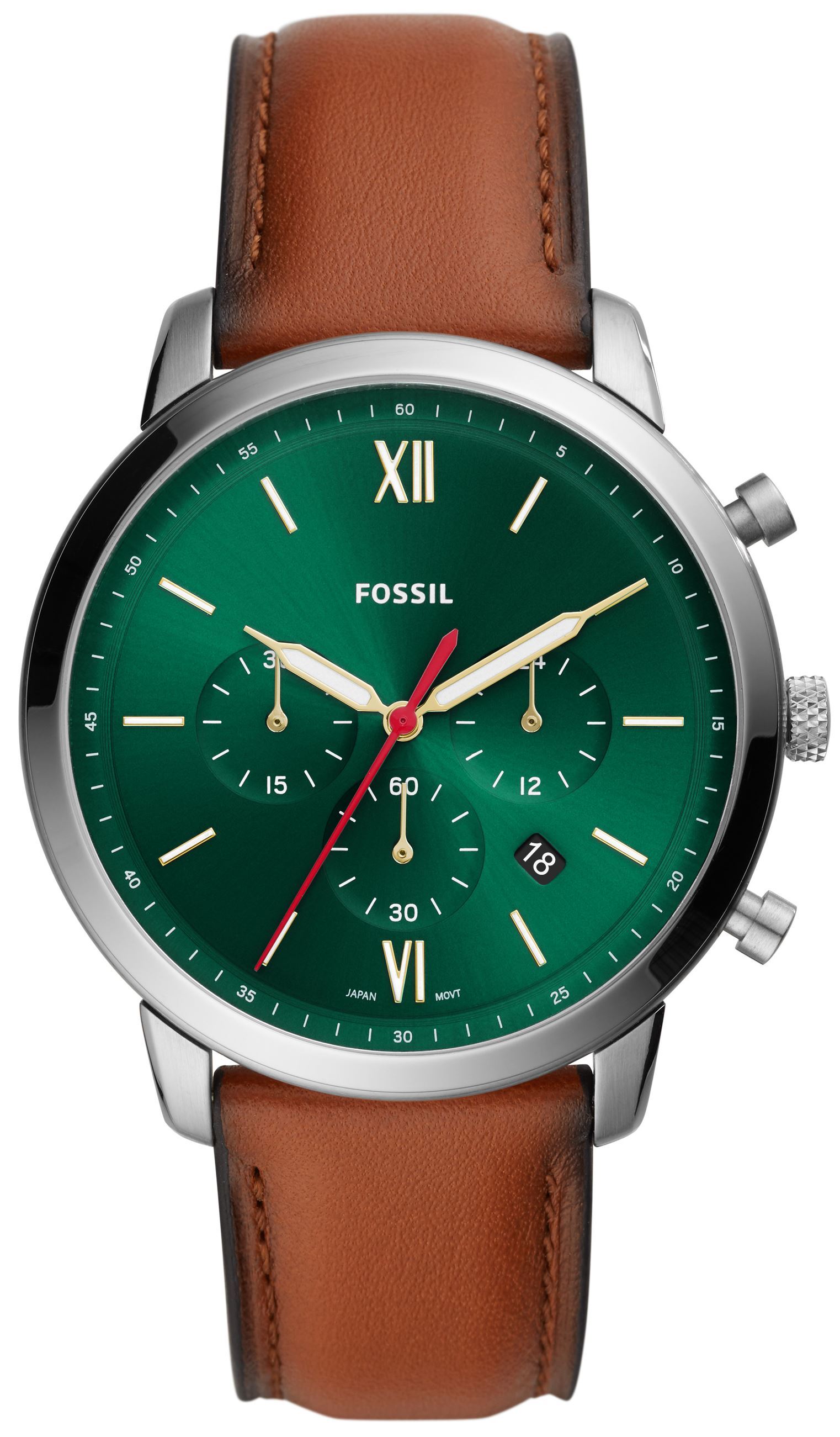 Fossil Neutra Chronograph Miesten kello FS5735 Vihreä/Nahka Ø44 mm