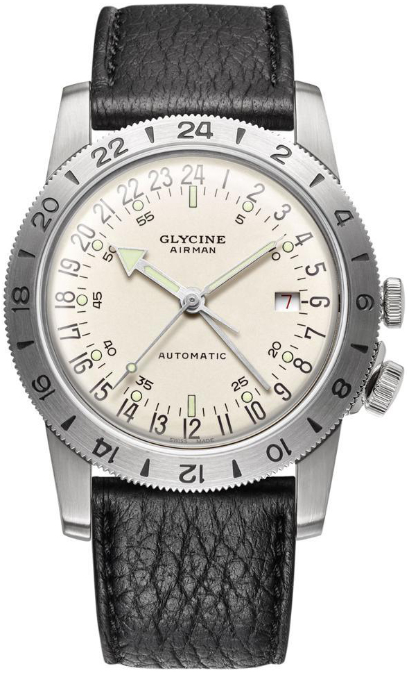 Glycine Airman Miesten kello GL0164 Musta/Nahka Ø40 mm