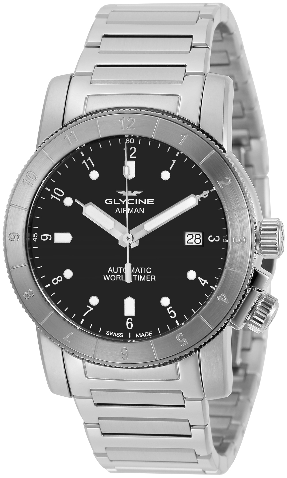 Glycine Airman Miesten kello GL0176 Musta/Teräs Ø42 mm