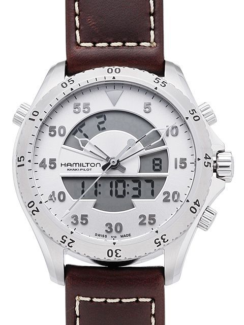 Hamilton Miesten kello H64514551 Khaki Aviation Hopea/Nahka Ø40 mm