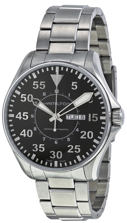 Hamilton Miesten kello H64715135 Khaki Aviation Musta/Teräs Ø46 mm