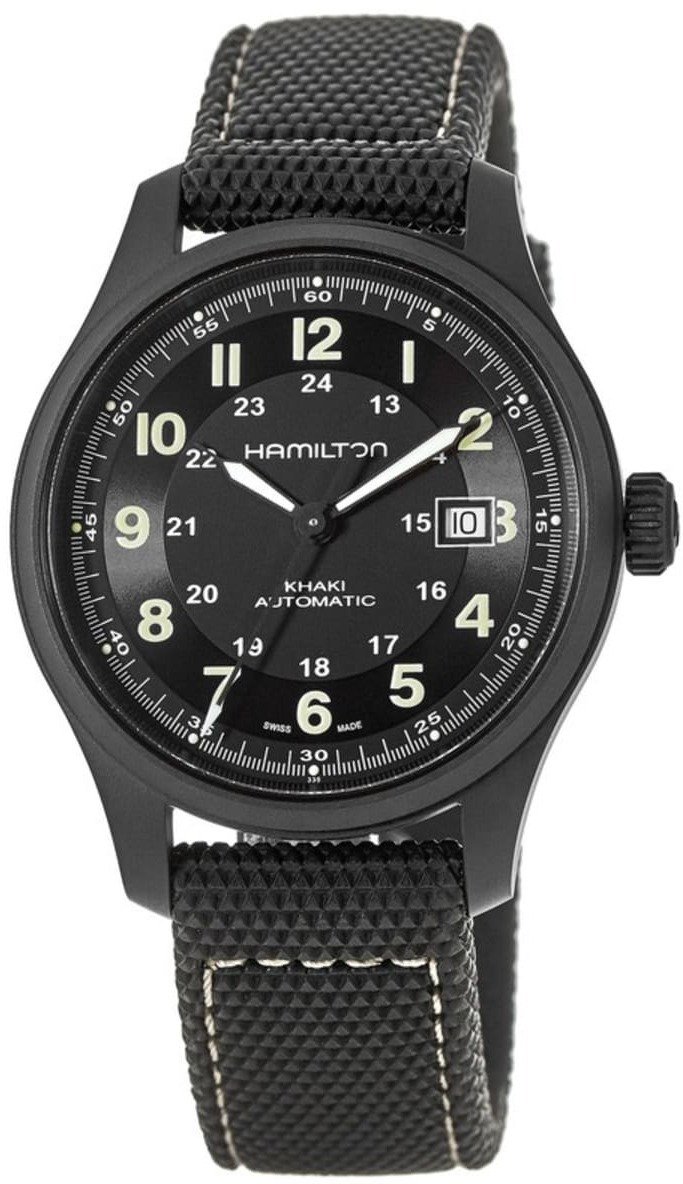 Hamilton Miesten kello H70575733 Khaki Field Titanium Musta/Tekstiili