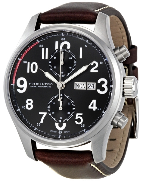 Hamilton Miesten kello H71716533 Khaki Field Musta/Nahka Ø44 mm