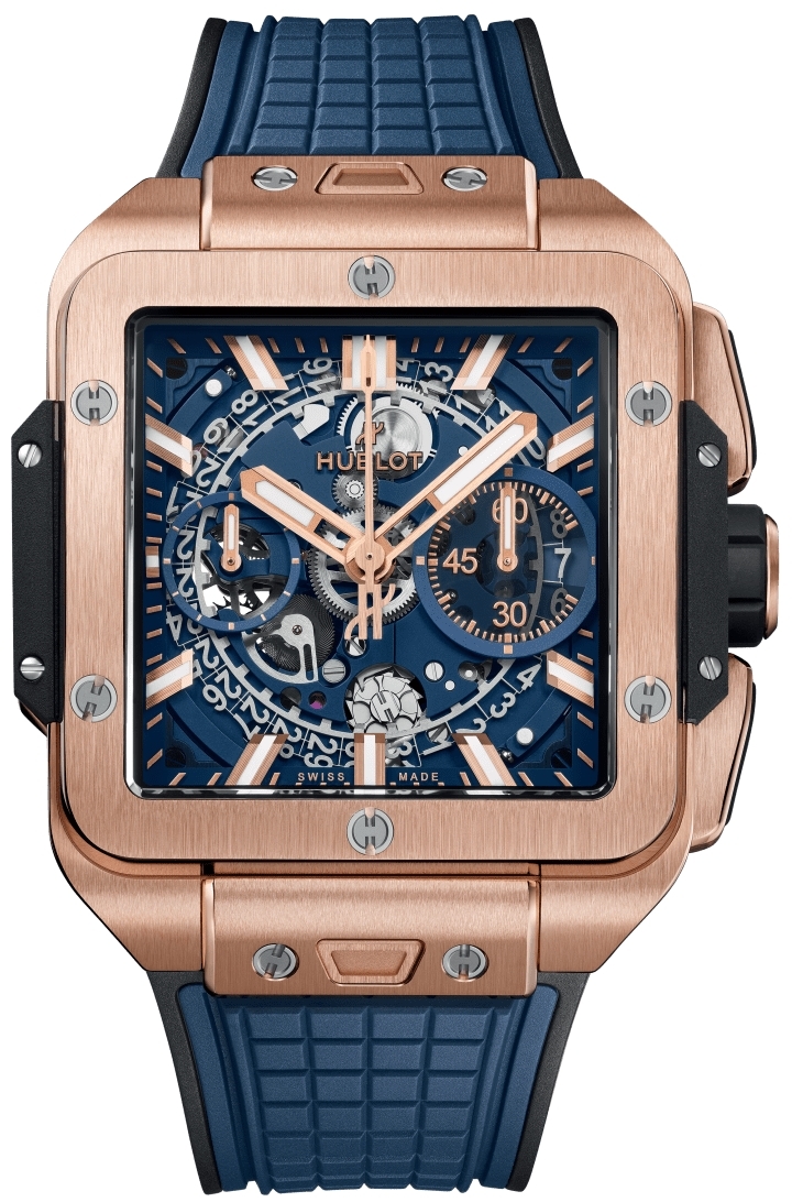 Hublot Miesten kello 821.OX.5180.RX Square Bang Unico Sininen/Kumi