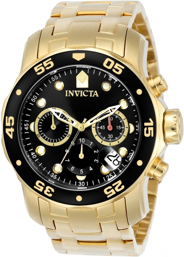 Invicta Miesten kello 0072 Pro Diver Musta/Kullansävytetty teräs