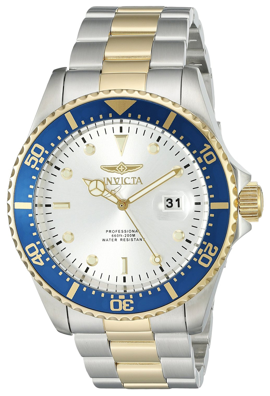 Invicta Miesten kello 22061 Pro Diver Hopea/Kullansävytetty teräs