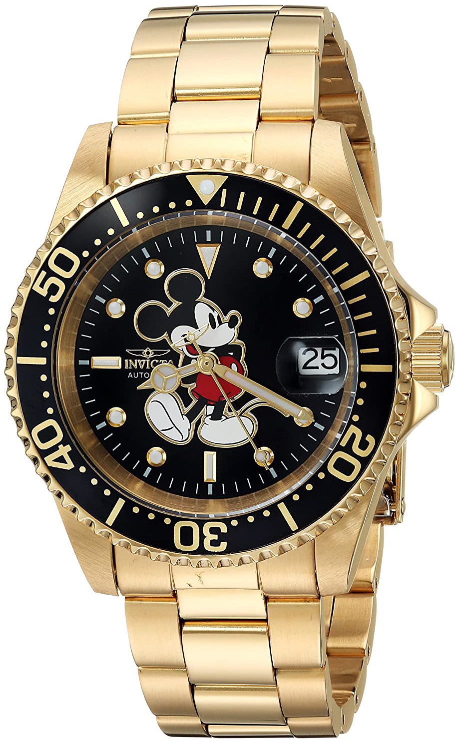 Invicta Disney Miesten kello 25107 Musta/Kullansävytetty teräs Ø40