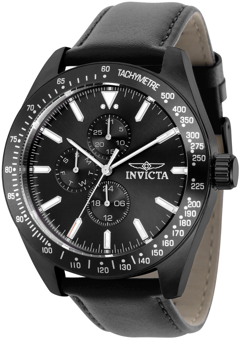 Invicta Aviator Miesten kello 38982 Musta/Nahka Ø45 mm