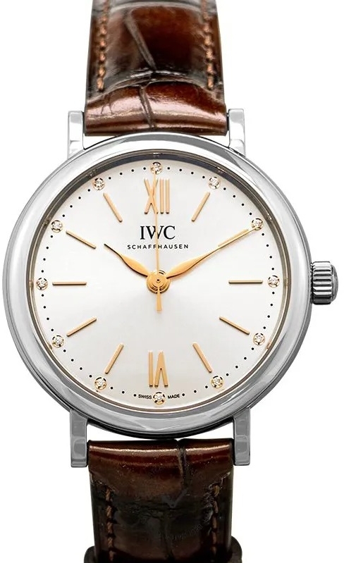 IWC Naisten kello IW357403 Portofino Hopea/Nahka Ø34 mm