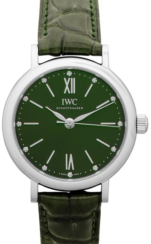 IWC Naisten kello IW357405 Portofino Vihreä/Nahka Ø34 mm