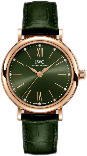 IWC Naisten kello IW357409 Portofino Vihreä/Nahka Ø34 mm