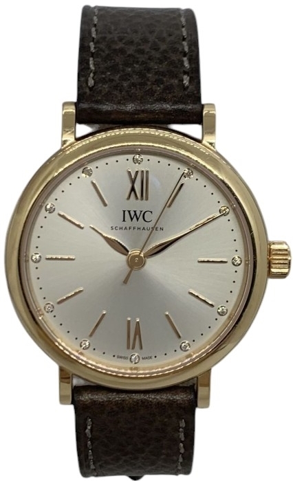 IWC Naisten kello IW357414 Portofino Hopea/Nahka Ø34 mm