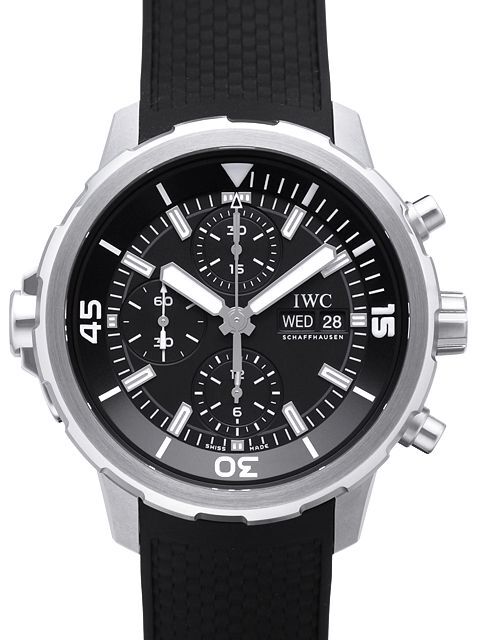 IWC Miesten kello IW376803 Aquatimer Chronograph Musta/Kumi Ø44 mm