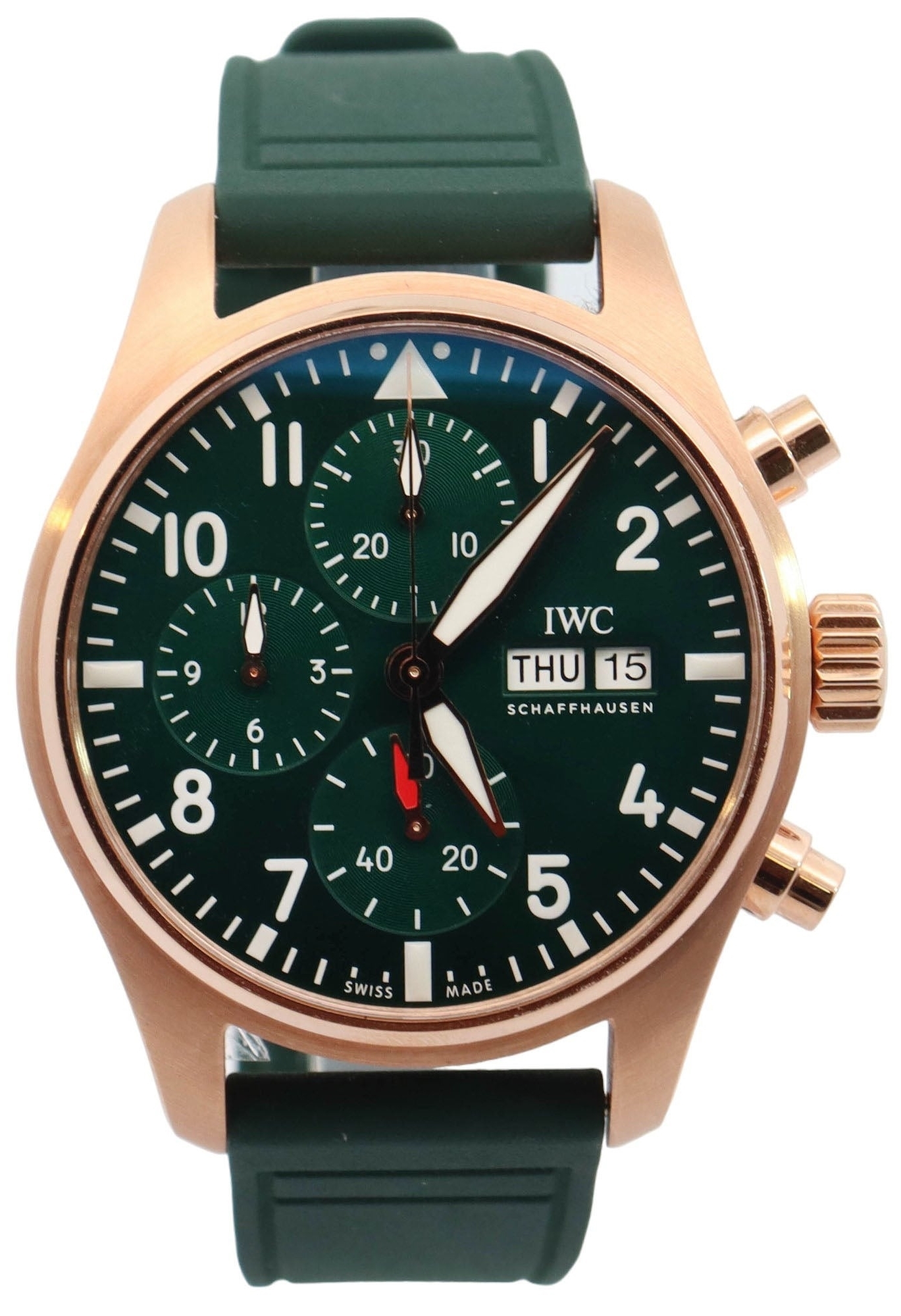 IWC Miesten kello IW388110 Pilots Vihreä/Kumi Ø41 mm