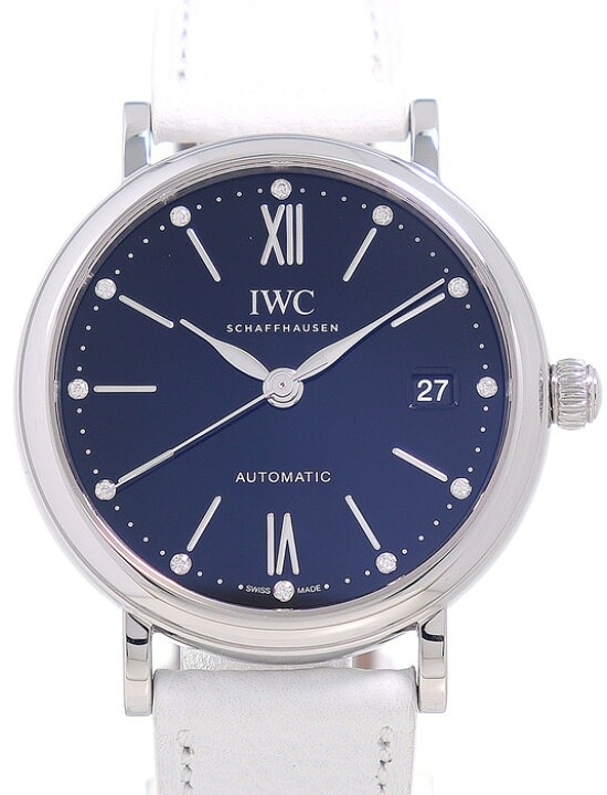 IWC Naisten kello IW458611 Portofino Musta/Nahka Ø37 mm