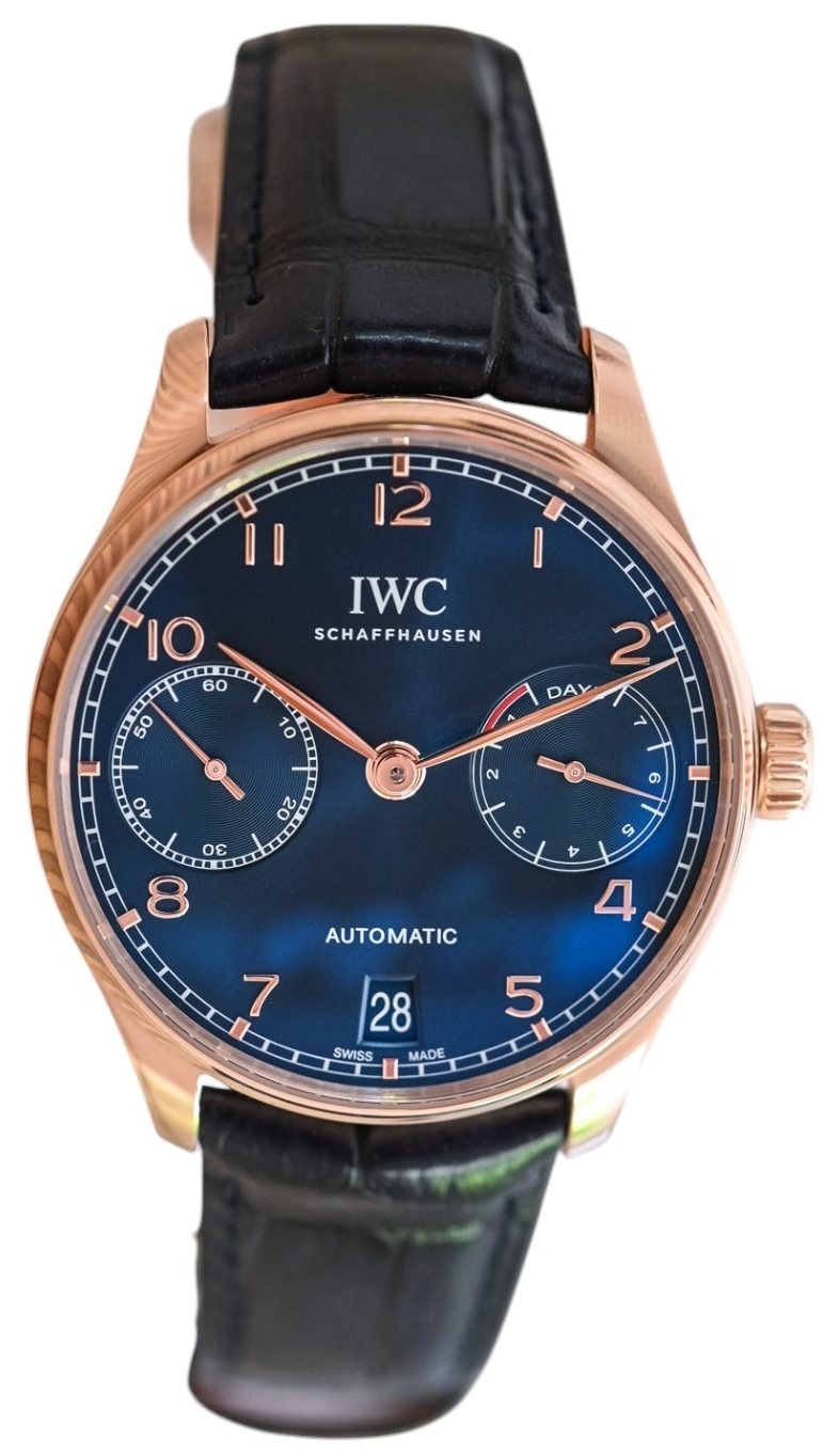 IWC Miesten kello IW500713 Portugieser Sininen/Nahka Ø42.3 mm