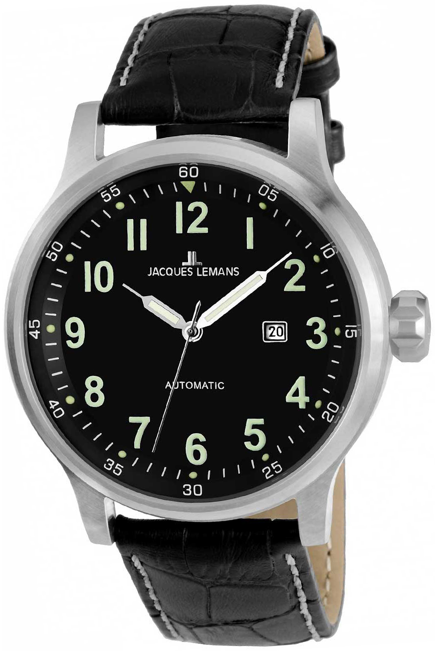 Jacques Lemans Porto Miesten kello 1-1723G Musta/Nahka Ø48 mm