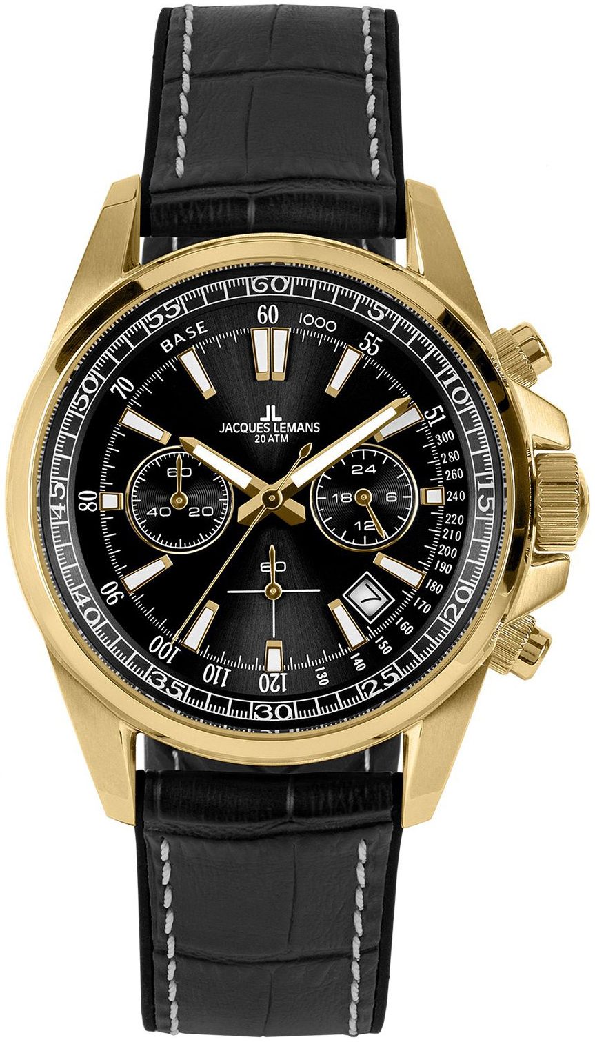 Jacques Lemans Liverpool Miesten kello 1-2117E Musta/Kumi Ø44 mm