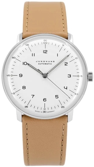 Junghans Miesten kello 27/3502.02 Max Bill Valkoinen/Nahka Ø38 mm