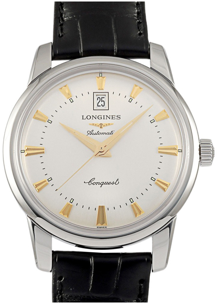 Longines Miesten kello L1.645.4.75.9 Conquest Heritage Hopea/Nahka