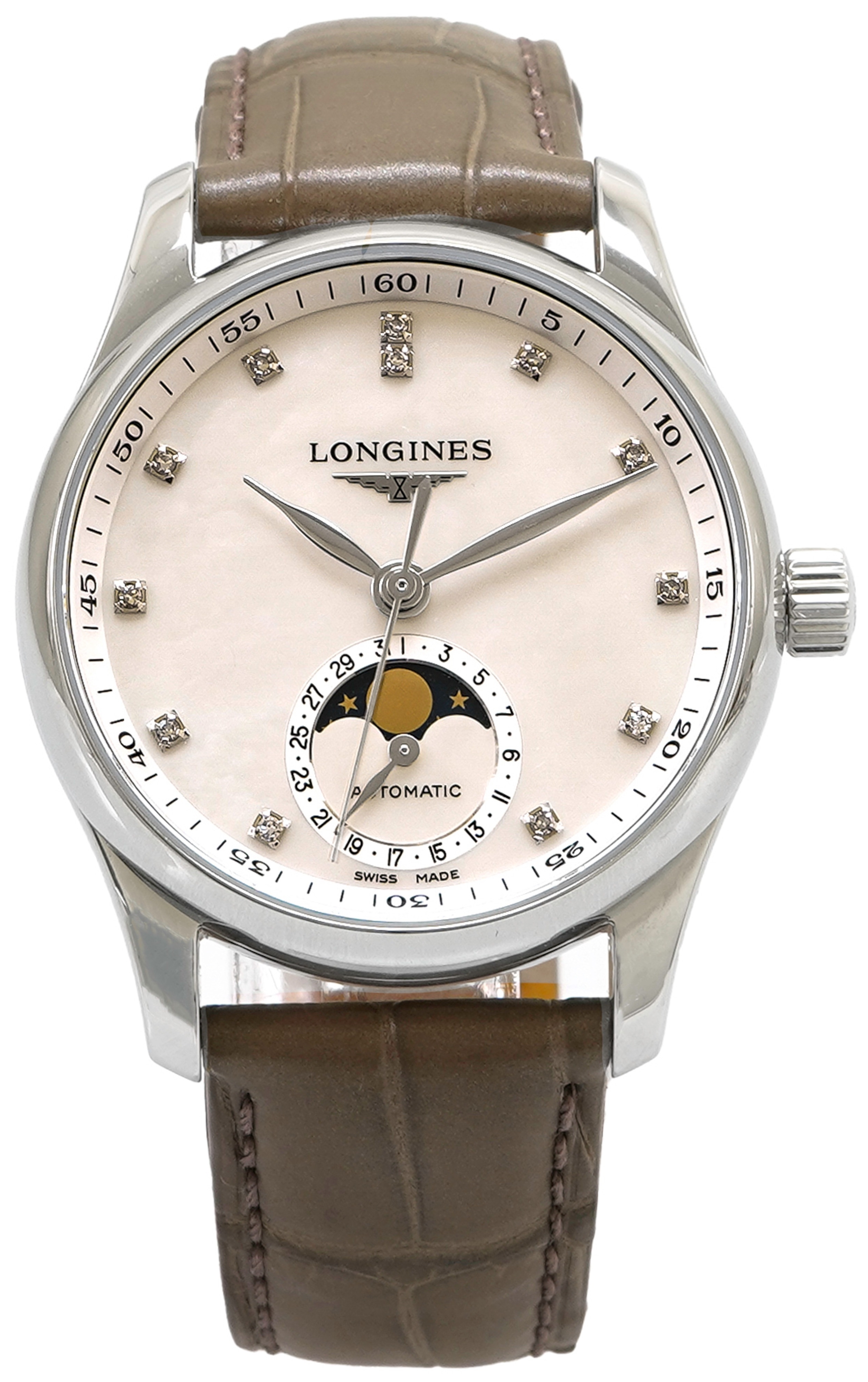 Longines Naisten kello L2.409.4.87.4 Master Valkoinen/Nahka Ø34 mm