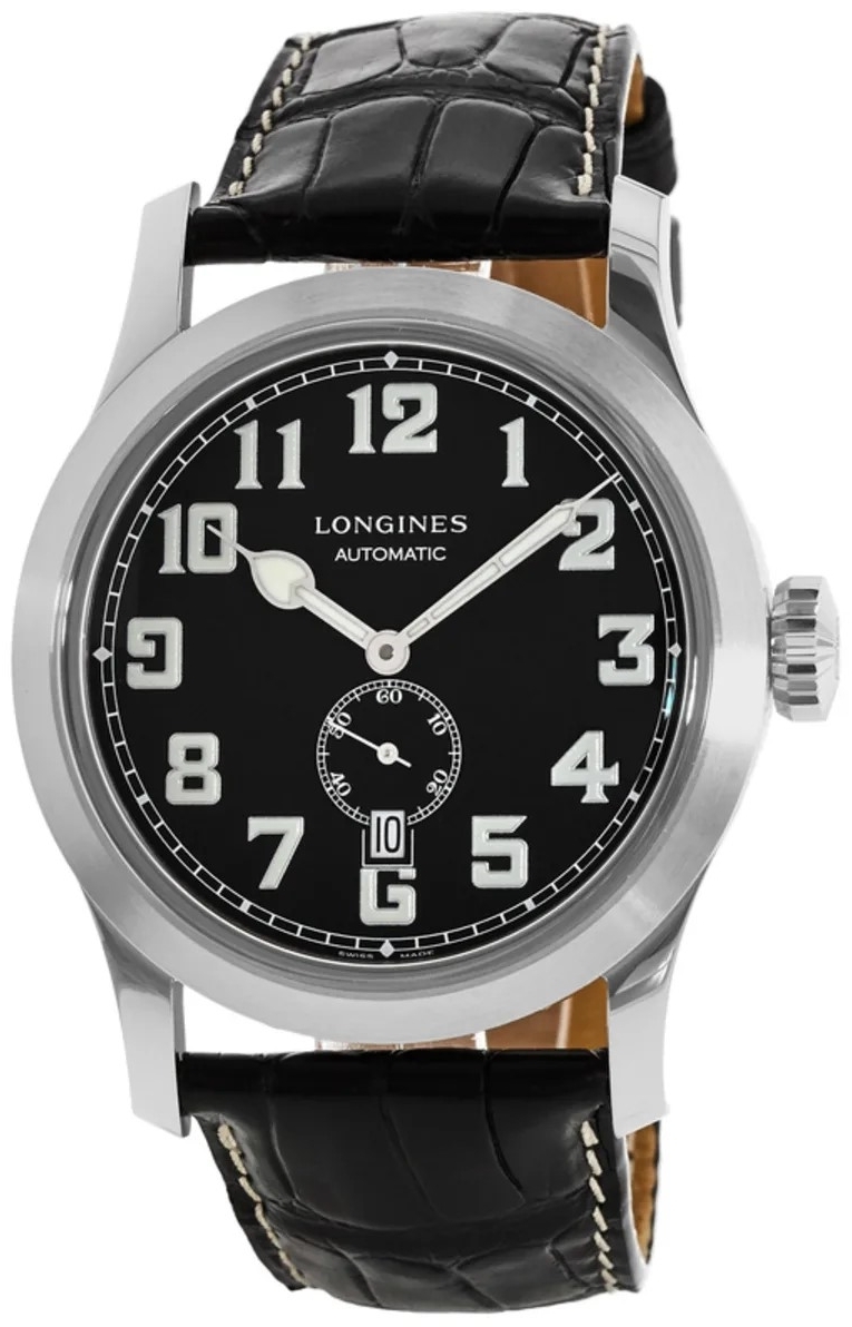 Longines Miesten kello L2.811.4.53.0 Heritage Military Musta/Nahka