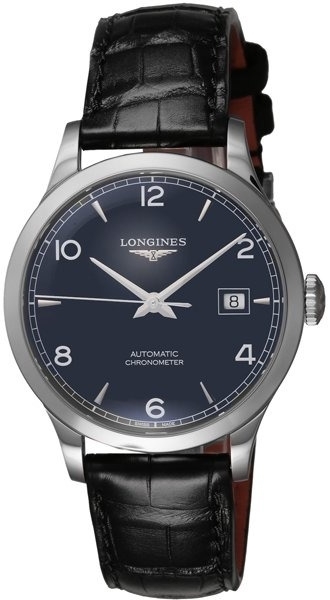 Longines Miesten kello L2.820.4.96.2 Record Sininen/Nahka Ø38.5 mm